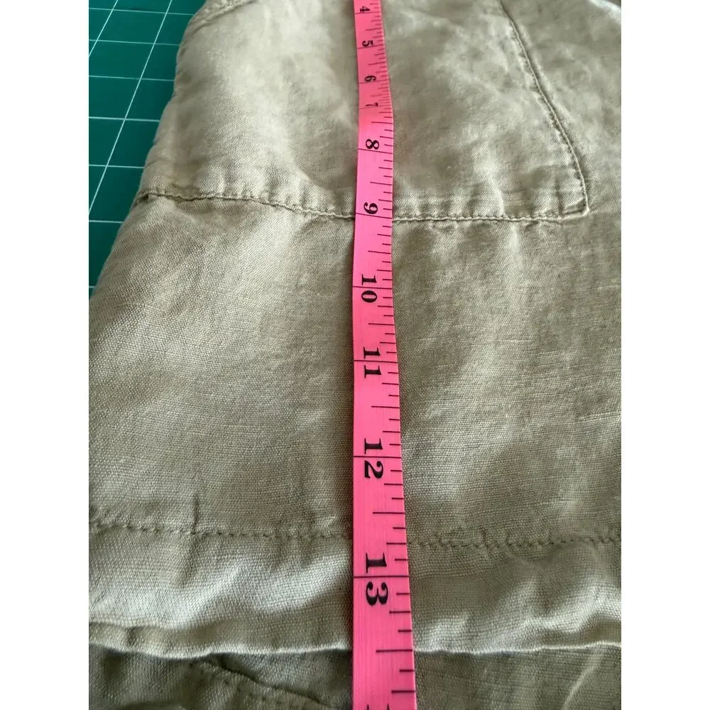 Rip Curl Summer Palm Linen Shorts High Rise Coconut Button Women's L Gold Beachy